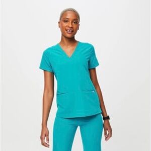 Figs Set Casma 3-Pocket Top Yola Skinny Scrub pants L Teal
